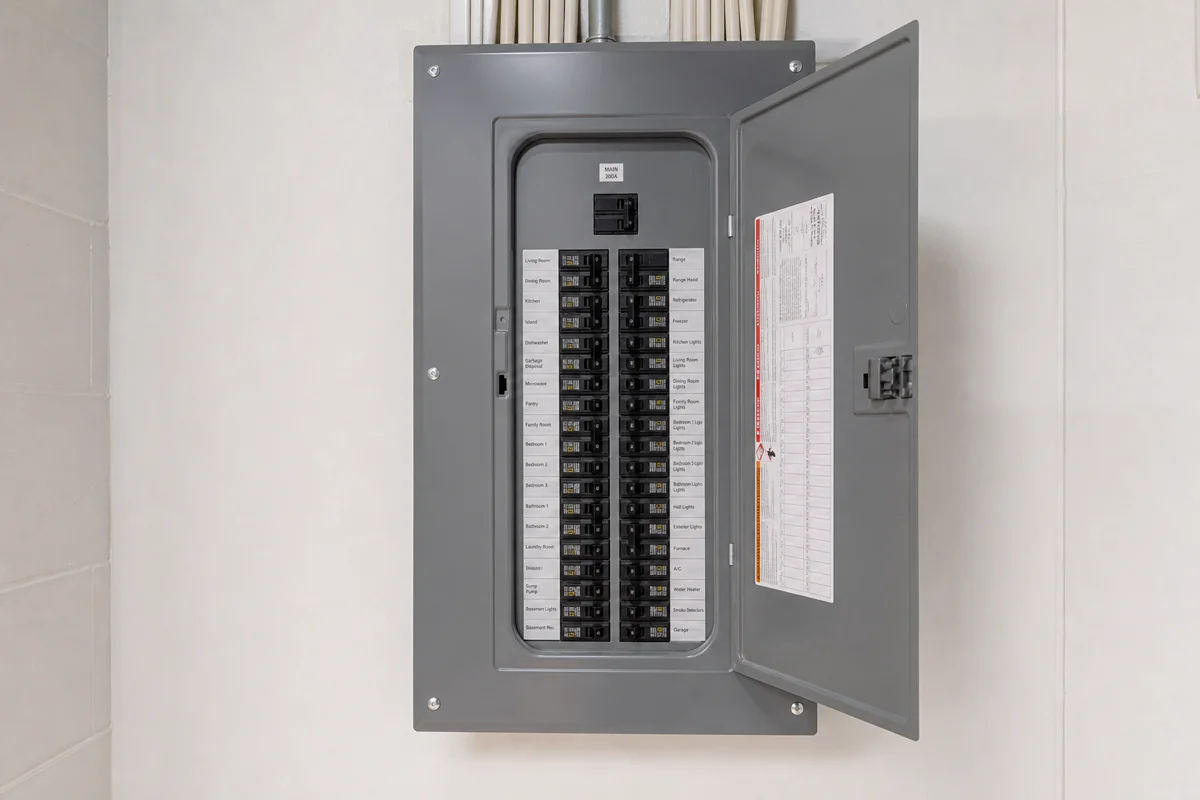 Newly installed 200-amp Square D electrical service panel — Protocol Services Electric & Air, Morris County NJ