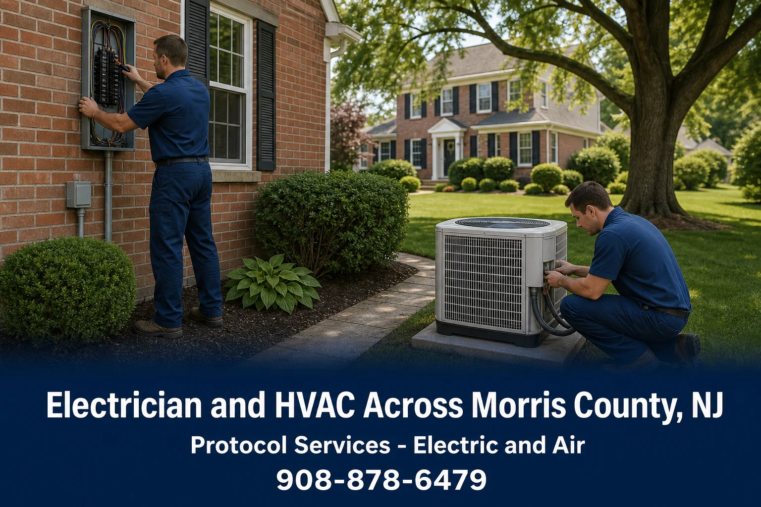 Electrician and HVAC service areas in Morris County, NJ — Protocol Services - Electric & Air, 908-878-6479